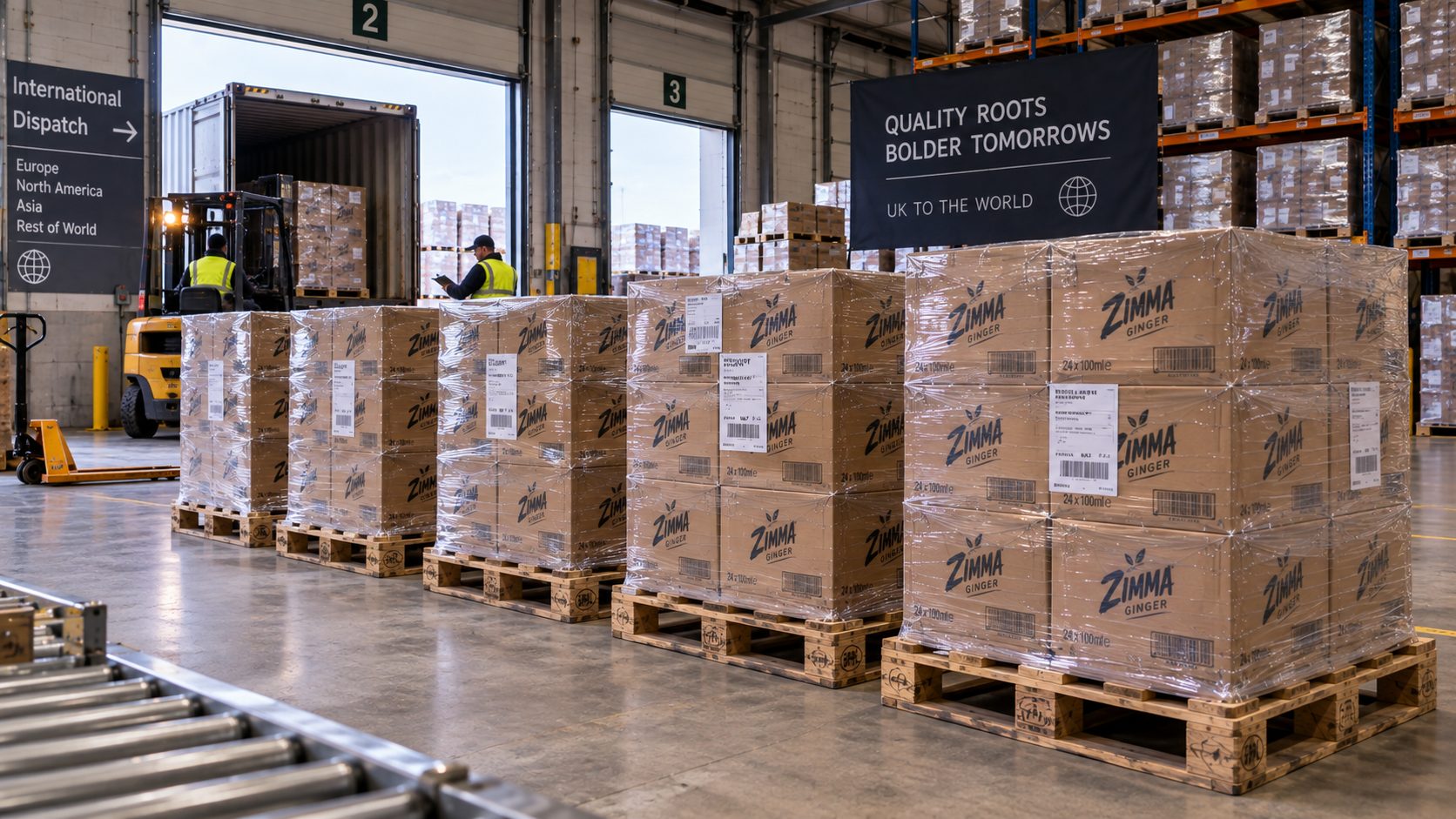 Zimma Ginger export pallets ready for international dispatch