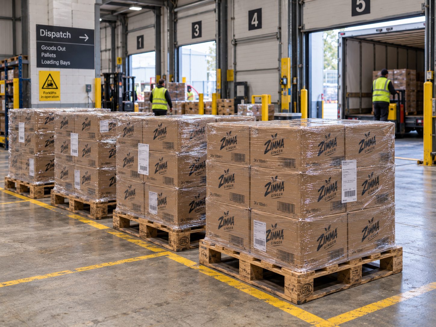 Zimma Ginger pallets at the international dispatch bay
